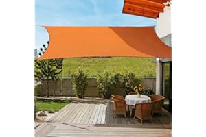 OldPAPA Sun Shade Sail Rectangle Water-resistant Sun Shade 95% UV Block Sunscreen Awning Garden Beach Patio Canopy Orange 3x3m