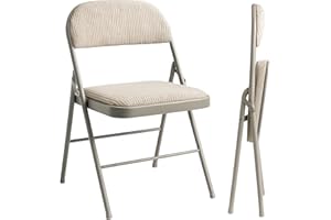 Sakusei Tools Padded Folding Chair with Fabric Cushion – Heavy Duty Metal Frame, Foldable Back Rest Chair for Home Office, Garden, or Computer Desk – Comfortable Cushioned Seat (1)