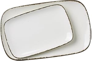 Ritzenhoff & Breker Zestaw talerzy do serwowania Casa, 2-częściowy, 24 x 15,5 cm i 33 x 20 cm, kremowy