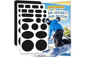 OAZ Patch Réparation Doudoune Noir, 35 pièces Patch Nylon Autocollant, Patches Autocollant Tissu Imperméable pour vestes, tentes, sac de couchages, sac à mains