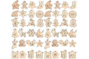 HERZWILD adventskalender zahlen holz 2 sets Holzzahlen Anhänger Holzanhänger Adventskalender Zahlen zum Basteln (Holz 2)