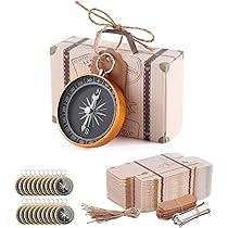 Scatoline Portaconfetti Con Bussola - 20 Pezzi Per Matrimoni, Laurea | Design Valigetta, Oro Rosa - Foto 10