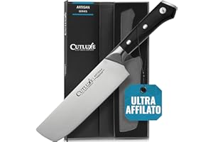 Cutluxe Coltello Cucina Nakiri - 18 cm Coltello Giapponese, Coltello Chef per Verdure per Tagliare, Dado e Affettare – Affilato & Full Tang – Design Ergonomico del Manico – Serie Artigianale