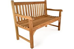 BrackenStyle Warwick 2 Seat 120cm Grade A Teak Garden Bench 1.2m 4ft Length Outdoor Patio Park Wooden Seat Furniture