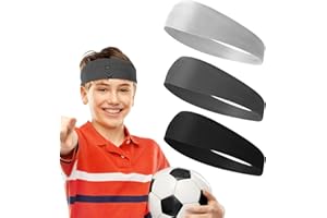 WY LIGHTING LEVEL 3 fasce sportive per bambini per ragazze e ragazzi, assorbono il sudore, morbide, traspiranti, per calcio, basket, tennis, corsa, baseball