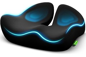 AUVON Contoured Seat Cushion for Tailbone Pain Relief, Sciatica Pressure Relief, Memory Foam Office Chair Cushion for Long Sitting Comfort, Ergonomic Coccyx Cushion for Car, Office, Home, Travel