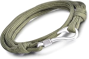 UNENDLICH U Infinite U, bracciale punk con ciondolo a forma di amo da pesca, per uomo e donna, in corda di nylon intrecciato colorato, lega di 4 fili, bracciale con ciondolo, bracciale da polso e Lega, colore: Gr