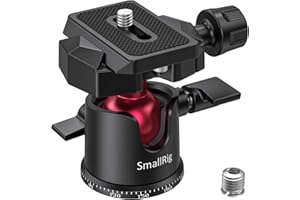 SMALLRIG Tripod Ball Head 360° Panoramic, Mini Ball Head with with 1/4" Screw 3/8" Thread Mount and Arca-Type QR Plate for Cameras, Tripods, Monopods, Phone, Gopro, Max Load 2kg - BUT2665