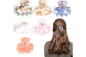 HDHGXUJRD haarklammer 6 Stück kleine Haarklammern für damen mittleres und dünnes Haar, rutschfeste klaue haarspangen, schildpatt-zelluloseacetat-haarklammern für frauen mädchen