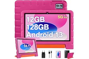 ZIOVO Tablette Enfant 10 Pouces Android 13 Tablettes,12Go RAM+128Go ROM(TF 1To),5G WiFi Tablette Tactile,Octa-Core 2.0 Ghz,/5+8 MP/6000 mAh/Parental Contrôle Tablettes avec EVA Cas -Rose