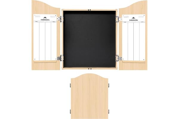 Mission Darts CAB021 | Armoire à fléchettes Robuste de Luxe avec marqueurs Chêne Clair