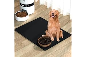 YQBFTC Tapis Absorbant Chien, 60X40CM Tapis pour Gamelle Chien, Coussin Lavable Antidérapant Tapis de Nourriture pour Chien pour éviter Que l'eau ou la Nourriture ne se renverse(Noir)