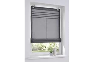 ROLLOS & MORE Roleta rzymska / roleta na przelotkach Kessy szara 45 x 140 cm