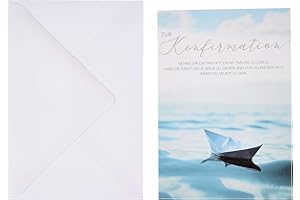 Perleberg Karte zur Konfirmation - Basic Classic Collection - Glückwunschkarte Konfirmation mit Bootsmotiv - Konfirmationskarte mit farblich passendem Umschlag in 11,6 x 16,6 cm