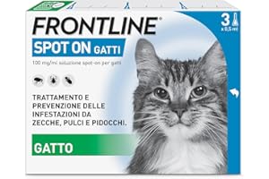 FRONTLINE Spot On 3 Pipettes, Cats, Long Lasting Pesticide for Cats and Kittens, Protects Against Ticks, Fleas and Lice, Flea Repellent in Pack of 3 Pipettes 1 ml