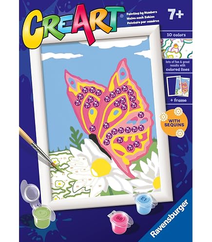 Ravensburger CreArt Serie D: Unicorni Glitterati Dipingere con i Numeri Kit Pittura Bambini