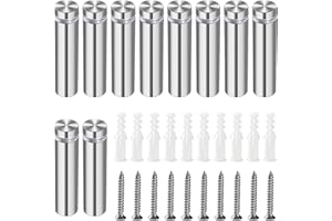 Lyeteung 10 Sztuk 12×50 mm Śruby Reklamowe ze Stali Nierdzewnej, Śruby Dystansowe do Znaków, Gwoździe Reklamowe ze Śrubą i Rurką Rozprężną, do Ramek Obrazów, Wyświetlaczy Znaków, Zawieszania