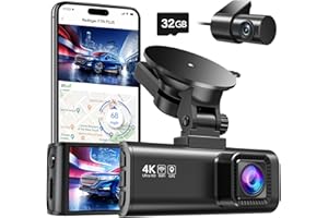 REDTIGER 4K Dashcam Voiture Wi-FI GPS Caméra Voiture 3,18“ Dashcam Avant et Arrière Grand Angle 170°, Caméra Embarquée Voiture G-Capteur,Stationnement Mode, Vision Nocturne, Enregistrement en Boucle