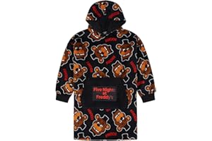 FIVE NIGHTS AT FREDDY'S Boys Fleece Hoodie, Oversized Fleece Blanket Hoody For Kids 6-10 Years Black