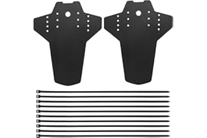 Popuppe 2 PCS Mountain Bike Mudguards Set, Bike Fender, MTB Carbon Fiber Mud Guard Front and Rear Compatible, Mountain Bike Fender Fixed Gear Mudguard for 26", 27.5", 29" Size Mountain Bike (Black)
