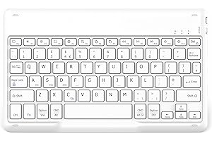 EasyAcc Bluetooth Keyboard, Ultra-Slim Wireless Keyboard UK Layout Quiet Portable Design with Built-in Rechargeable Battery for iOS, Mac, iPad, Windows and Android, White