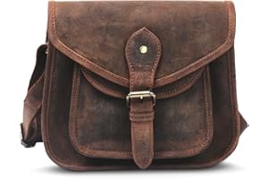 Firu-Handmade Women Vintage Style Genuine Brown Leather Crossbody Shoulder Bag Crossover Satchel ladies Purse Tote Handbags Travel