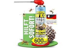 HEIMWERT Wespenspray Turbo mit Langzeitwirkung Repellent - Sicher Wespennest entfernen dank Spezialformel Made in Germany - 600 ml Vorteils Spray gegen Wespen + große Nester (parfümfrei)