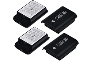 PICKLE POWER Pour manette de jeu Xbox 360 - Lot de 4 couvercles de batterie rechargeables pour manette sans fil Xbox 360 - Coque de compartiment de batterie noire