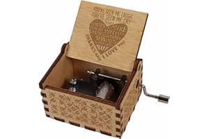 Coonoor Spieluhr Erwachsene - ICH Liebe Dich Spieluhren Musikdrehdose, Sculpture Handkurbel Spieluhr, Geschenke für Frauen, Männer, Valentinstag Jubiläum Geschenk, Braun