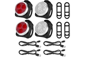 ONRYSXN Bike Light Set, USB Rechargeable Bike Lights Front and Back Ultra Bright Cycling Headlight Front and Rear Taillight Light with Cables Waterproof LED for Road Mountain Day Night Cycling Safety