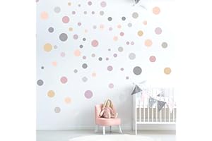 ELES VIDA - 100 wandtattoo Punkte wandsticker Kreise fürs Kinderzimmer - Set Farben, Dots zum Kleben Wandaufkleber Wanddeko - Wandfolie, Kleinkinder, Aprikot - Vanille - Pfirsich - Grau