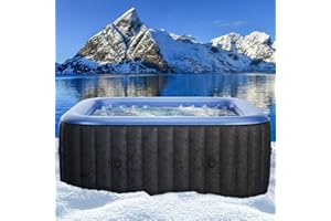 Whirlpool aufblasbar BRAST MSpa Tekapo für 4 Personen 158x158cm In-Outdoor Pool 108 Massagedüsen Energiespar-Timer Heizung Aufblasfunktion per Knopfdruck Bubble Spa Wellness Massage