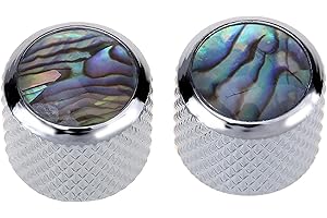 Musiclily Pro Tradizionale Metrica Push-on Abalone Top Manopole in Metallo Dome Knobs per Chitarra Elettrica Telecaster o Basso, Cromato (Set di 2)