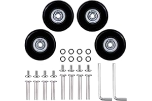 YOYIAG Roue Valise Universelle Roulette Remplacement Kit Réparation 4 Pièces Roues 50 mm pour roulettes Caoutchouc Skate de Chariot à Valise, avec Pièces Rechange D'axes Métalliques,Noir