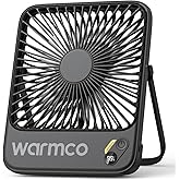 Warmco 10000 mAh taşınabilir vantilat&ouml;r, 21 cm kişisel masa vantilat&ouml;r&uuml;, pil, ultra sessiz ve s&uuml;per d&uuml;z, dijital g&ouml;stergeli, 