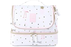 Kulturtasche zum Aufhängen für Damen, Lychii Reise Kulturtasche Waschtasche Organizer für Koffer & Handgepäck - Flamingo