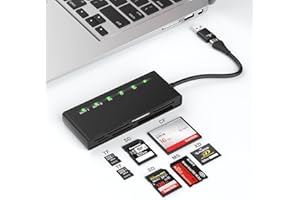 YEEMIE PRO USB3.0 USB C Multi Card Reader, 7-in-1 kartenlesegerät zu SD TF Micro SD CF MS MMC Karte, Unterstützt 5Gbps High Speed speicherkarten lesegerät SD/TF/CF/MS/XD Lesen von 5 Karten gleichzeitig