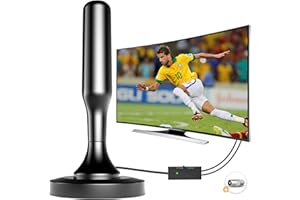 YOWREPU Antenna TV Interna - Antenna TV con 380+ miglia Gamma 360° Ricezione del Segnale, Antenna TV con Cavo Coassiale da 5m