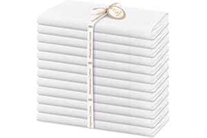 ‎SHOWGEOUS Showgeous 12 Stück Baumwoll-Leinen-Servietten 40x40cm für Dinner - Waschbare, wiederverwendbare Stoffservietten (Weiß)