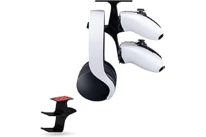 Brainwavz The Treo - Under Desk/Shelf Dual Gamepad Controller & Headphone Hanger Holder Stand - Designed for Xbox ONE, PS4, PS3, PS5, Dualshock, DualSense, Switch, PC, Steelseries, Steam & More