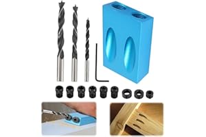 ZUCHINI 15 Degrees Pocket Hole Jig,Angle Drill Guide Set，Dowel Drill Joinery Kit 6/8/10mmfor Carpentry, Furniture Making Woodwork (Pack of 14)