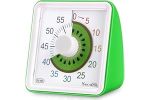 Secura Brands 60-Minute Visual Timer, Timer for Kids, Classroom Timer, Countdown Timer for Adults, Time Management Tool for Teaching (Green)