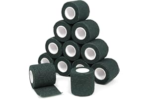 SAGAFLY Haftbandage Verband Selbstklebender 5cm x 4,5m, 12 Rollen Fixierbinde Selbsthaftend Kohäsive Bandage für Erste Hilfe Dog Tierarztwickelband Sport Elastische Binde für Handgelenk, Füße (Dunkelgrün)