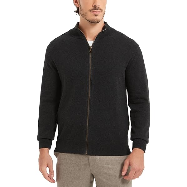 Harbrosrce Gebreid vest voor heren, cardigan, opstaande kraag, vrijetijdsjas, pullover, kabelgebreid sweatjack met ritssluiting, Donkerblauw, M
