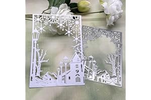YXXMCRAFT Snowflake Castle Rectangular Frame Metal Die Cuts, Christmas Stencils DIY Crafts Cards Cutting Dies Cuts for DIY Embossing Card Making Photo Decorative Paper Dies Scrapbooking