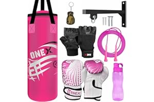 ONEX Boxing bag Junior punching bag set punch bags Cycling Gloves Kickboxing Muay Thai Kids traning bag Gloves MMA Martial Arts water Bottle 2FT Boxing Set for girls and boys.