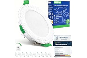 ‎HOMEOW HOMEOW LED Einbaustrahler 230V Dimmbar, Led Spots 5W 400LM Warmweiß Neutralweiß Kaltweiß, IP44 Einbaustrahler LED 68mm -78mm Lochmaß, 24mm Ultra Flach Deckenspots für Badezimmer Küche, 10er Set