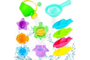 VIBINHO Jouet de Bain Bébé 10 Pièces à Partir de 1 an, Jouets de Bain Enfant Anti-Moisissure en Matériau Doux sans BPA, Jouet d'eau pour Piscine, Plage & Bac à Sable, Cadeau pour Filles & Garçons