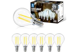 Aigostar Ampoule LED Filament E14,Blanc Froid 6500K,470LM,4W Equivalent à Ampoule Incandescente 40W,G45,Angle de 360º,Non-dimmable,Lot de 6