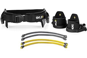 SKLZ Pionowy trenażer skokowy z regulowanym paskiem, trwałe taśmy oporowe na nogi, sprzęt do treningu siłowego, czarny/żółty